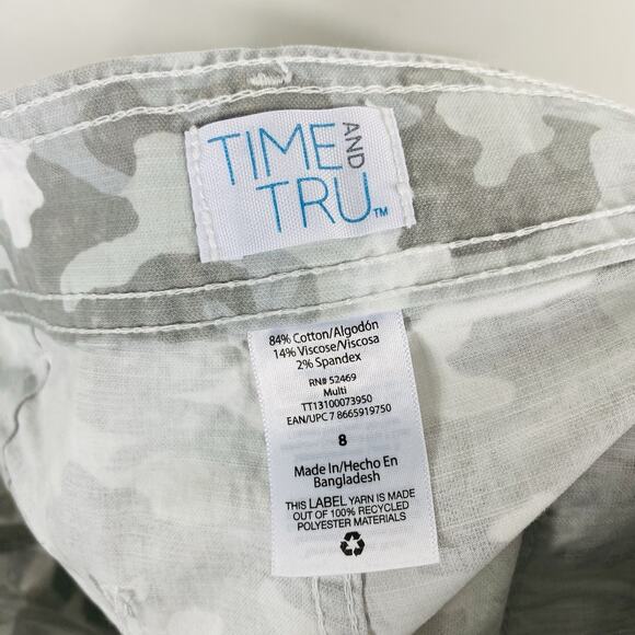 Time And Tru Size 8 Camo Print Utility Shorts Gray Cotton Blend - Picture 5 of 6
